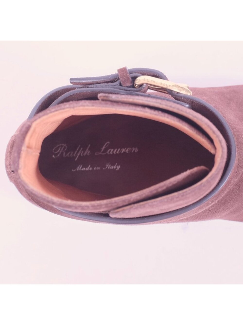 Ralph Lauren Purple Label 8.5 Ankle Boots Welington brown suede ankle strap - Picture 3 of 11
